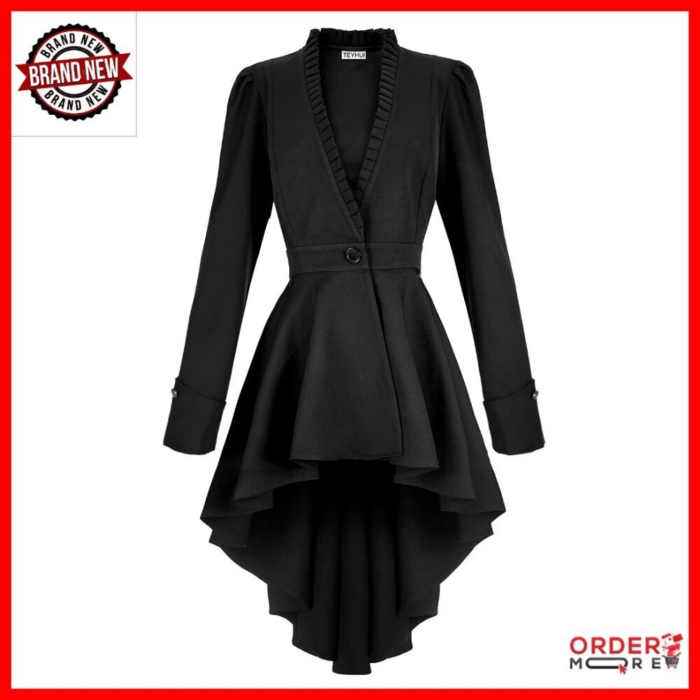 Victorian Tailcoat Steampunk Jacket Adjustable Back Straps Elegant Costume Wear